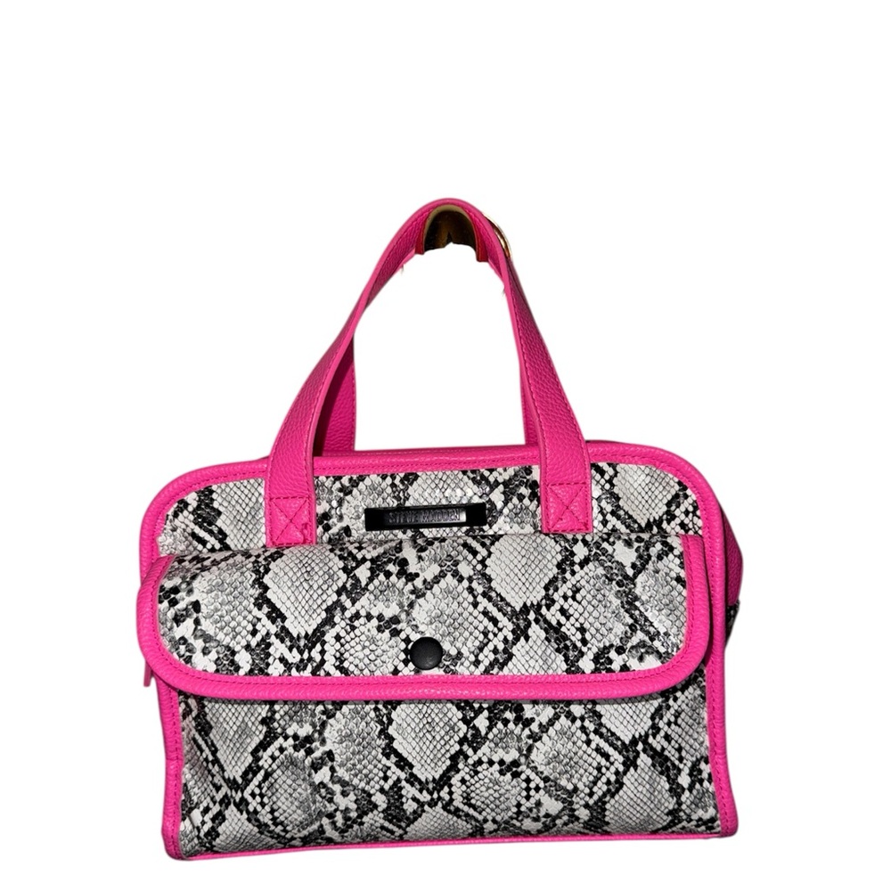 Steve Madden Pink and Black Snakeskin Tote